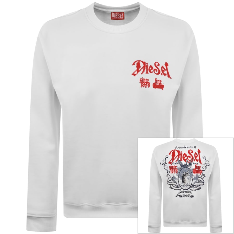 Diesel S-Boxt AA2 Sweatshirt White | Mainline Menswear us